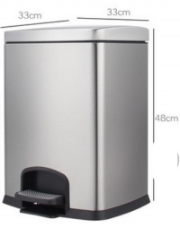 AM-53:ถังขยะสแตนเลสมีเท้าเหยียบ 20 ลิตร 
Stainless Bins with foot operated. 
size 33x33x48cm